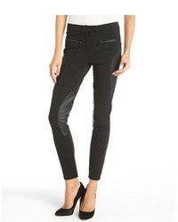 Walter Black Stretch Faux Leather Trimmed Shane Skinny Pants
