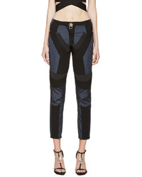 Versus Blue Black Multi Fabric Anthony Vaccarello Edition Trousers