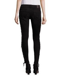 True Religion Halle Cropped Lace Up Jeans