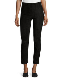 Vince Stretch Suede Cropped Pants Black