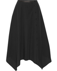Lemaire Asymmetric Cotton Poplin Midi Skirt Black