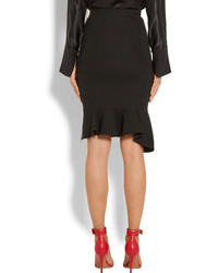 Givenchy Asymmetric Ruffled Stretch Crepe Skirt Black