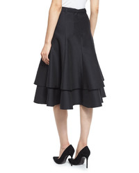Co Belted Layered A Line Skirt Black