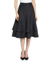 Co Belted Layered A Line Skirt Black