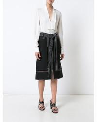 Derek Lam Belted Zip Up Skirt With Lace Inset