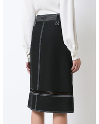 Derek Lam Belted Zip Up Skirt With Lace Inset