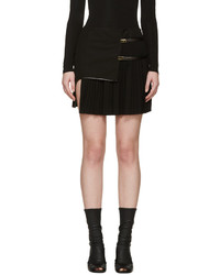 Anthony Vaccarello Black Asymmetric Plisse Miniskirt