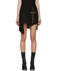 Anthony Vaccarello Black Belted Asymmetrical Skirt