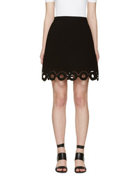 Carven Black Lasercut Circle Miniskirt