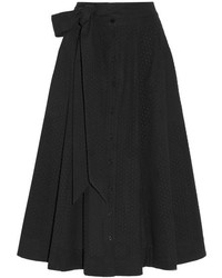 Lisa Marie Fernandez Broderie Anglaise Cotton Midi Skirt Black