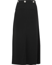 Victoria Beckham Button Detailed Crepe Midi Skirt Black