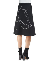 Derek Lam Calder Line Art A Line Skirt Black