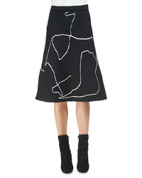 Derek Lam Calder Line Art A Line Skirt Black