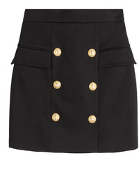 Balmain Cotton Blend Skirt With Embossed Buttons