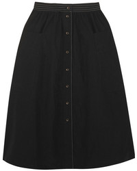 Tomas Maier Cotton Poplin Midi Skirt Black