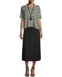 Eileen Fisher Drawstring A Line Jersey Skirt Black Plus Size