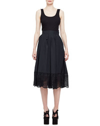 Marc Jacobs Eyelet Trim Full A Line Skirt Black