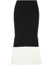 Roland Mouret Firsoff Two Tone Crepe Midi Skirt Black