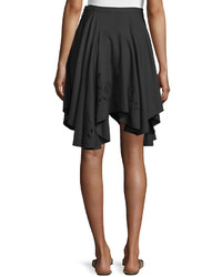 Halston Heritage Flounce Asymmetric Hem Skirt Black
