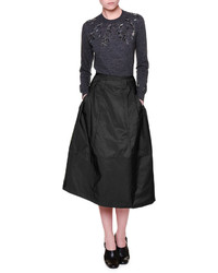 Jil Sander High Waist Midi Skirt W Inside Out Pleats Black