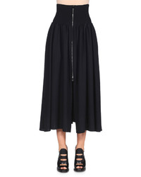 Fendi High Waist Zip Front Skirt Black