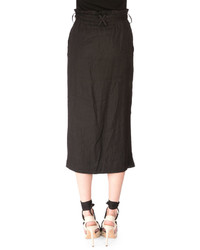 Altuzarra Looped Button Linen Midi Skirt Black