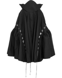 Antonio Berardi Mesh Trimmed Cotton Poplin Skirt Black