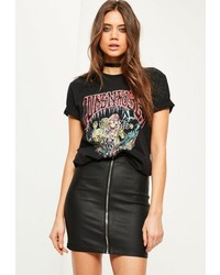 Missguided Black Coated Zip Front Skirt
