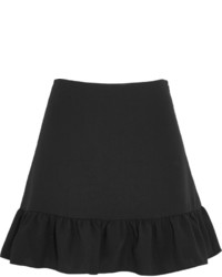 Elizabeth and James Piper Ruffled Crepe Mini Skirt Black