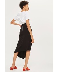 Topshop Ruched Drape Midi Skirt