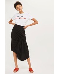Topshop Ruched Drape Midi Skirt