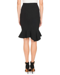 Givenchy Ruffle Hem Zip Front Skirt Black