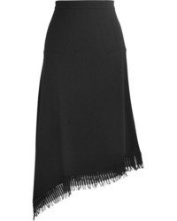 Roland Mouret Tarring Macram Lace Trimmed Asymmetric Wool Crepe Skirt Black