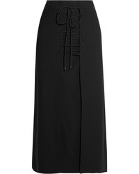 Vilshenko Vera Lace Up Wool Canvas Midi Skirt Black