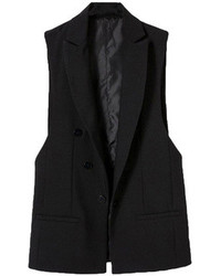 Choies Black Lapel Sleeveless Coat