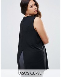 Asos Curve Curve Sleeveless Top With Split Back In Rib