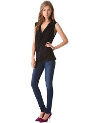 Velvet Fonda Top With Faux Leather Sleeves
