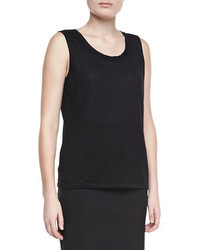 Lafayette 148 New York Linen Scoop Neck Shell White