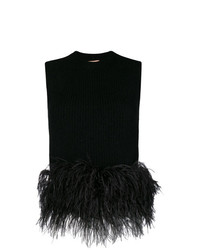 N°21 N21 Sleeveless Feather Trim Sweater