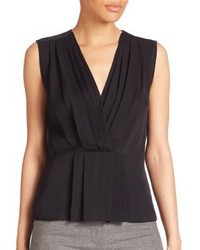Rebecca Taylor Solid Ruched Sleeveless Top