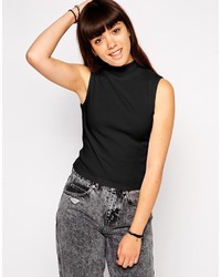Asos Collection Crop Top In Rib With Turtleneck