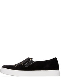 Charlotte Olympia Black Cool Cats Slip On Sneakers
