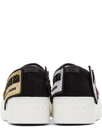 Kenzo Black K Patch Platform Slip On Sneakers