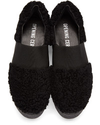 Opening Ceremony Black Shearling Cici Slip On Sneakers