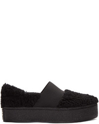 Opening Ceremony Black Shearling Cici Slip On Sneakers