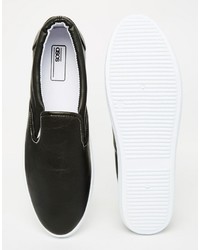Asos Brand Slip On Sneakers In Black With White Sole