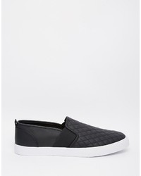 Asos Brand Slip On Sneakers In Quilted Black