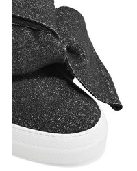 Joshua Sanders Knotted Glittered Lurex Slip On Sneakers Black