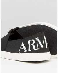 Armani Jeans Logo Slip On Sneakers In Black