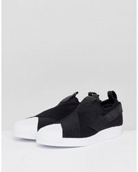 adidas Originals Superstar Slip On Sneakers In Black Bz0112